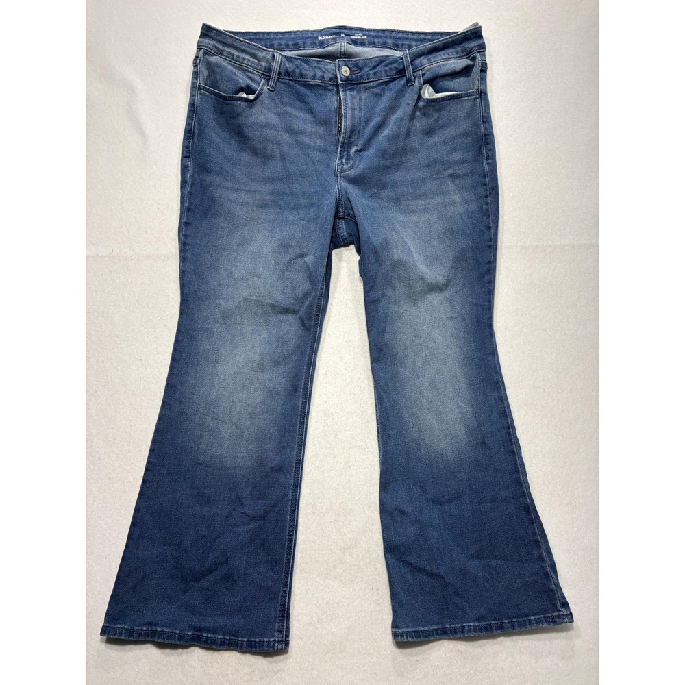 Old Navy Wow Flare Jeans Womens 20 Short Medium Wash High Rise Stretch 36x29